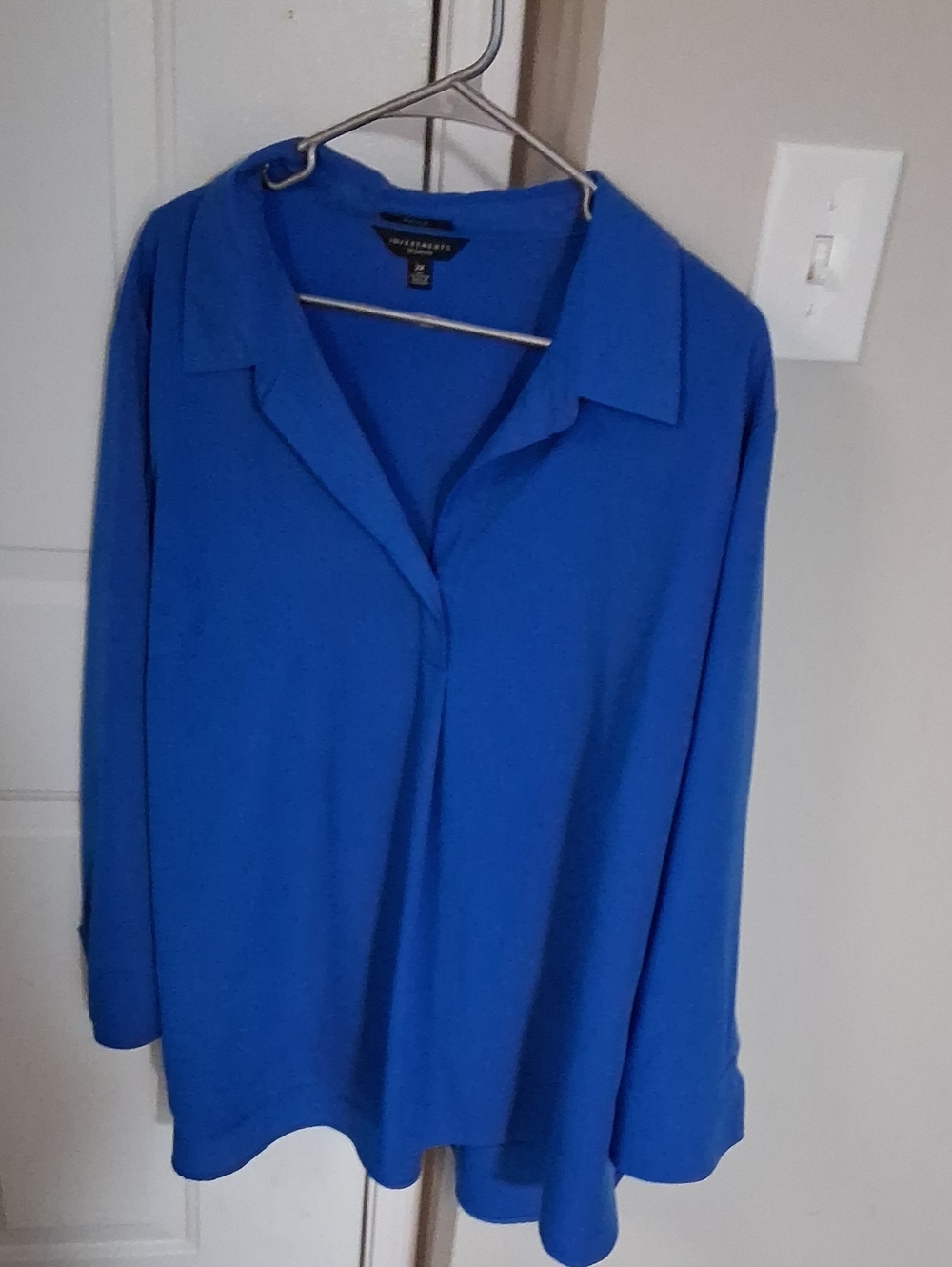 Investments Royal Blue Long Sleeve V-Neck Blouse